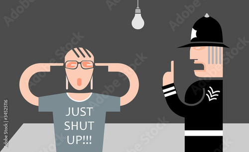 Policeman and teenager
