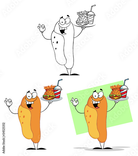 Hot Dog Cartoon Character photo