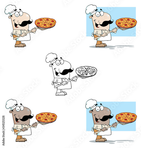 Chef Carrying A Pizza Pie On A Stove Shovel