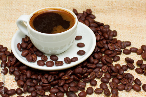 Coffee Cup and Brown Beans - Background