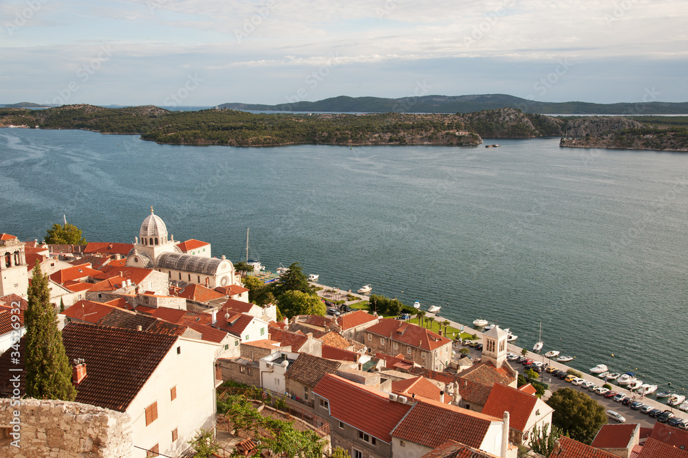 View of Sibenik and surrounded Croatian islands