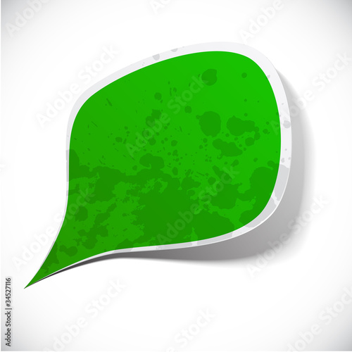Green grunge speech label design.