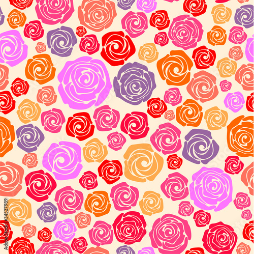 Colorful rose seamless pattern