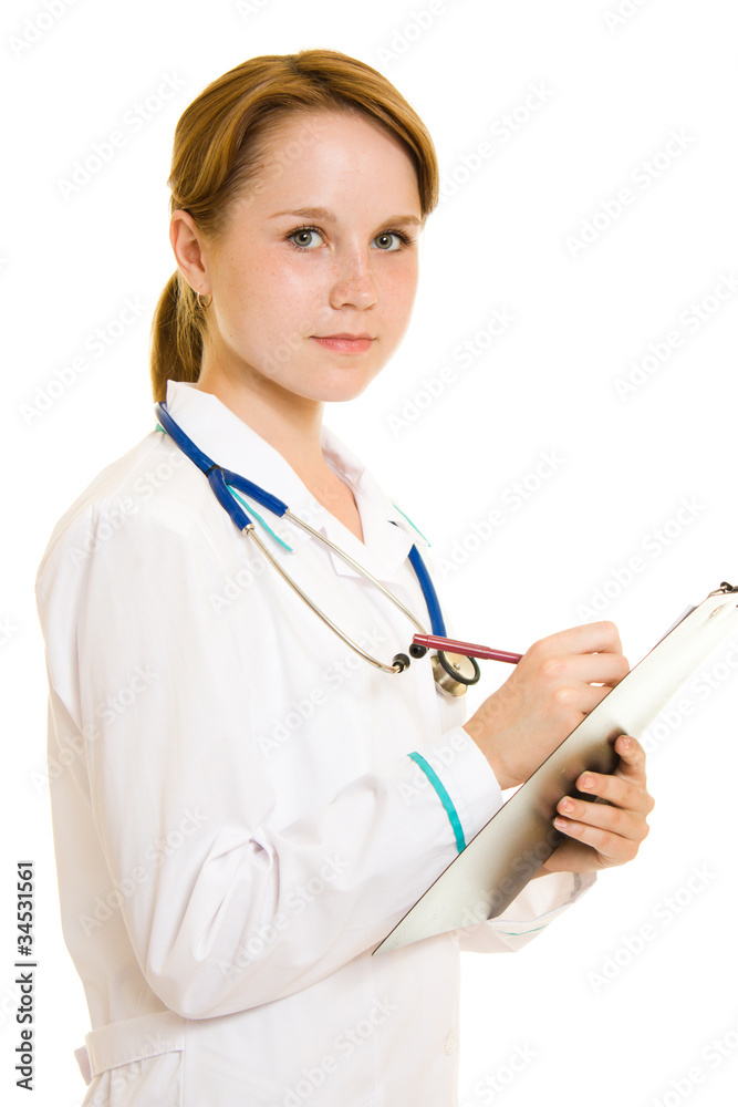 Doctor on a white background.