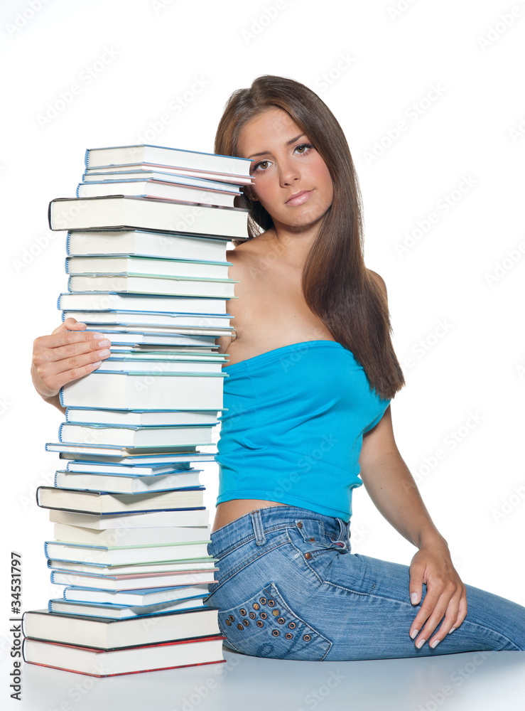 woman with books woman with books