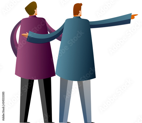 Rear view men standing