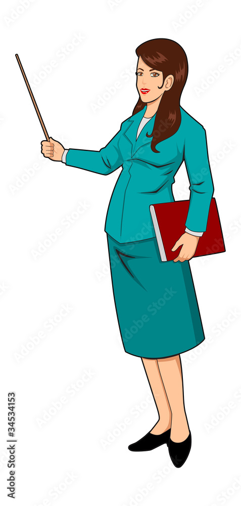 Vector illustration of a woman with pointer stick Vector illustration of a woman with pointer stick