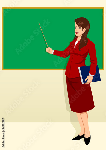 Vector illustration of a teacher in front of the classroom