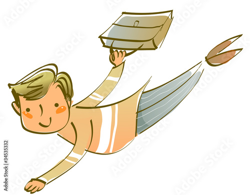 Side view of man flying