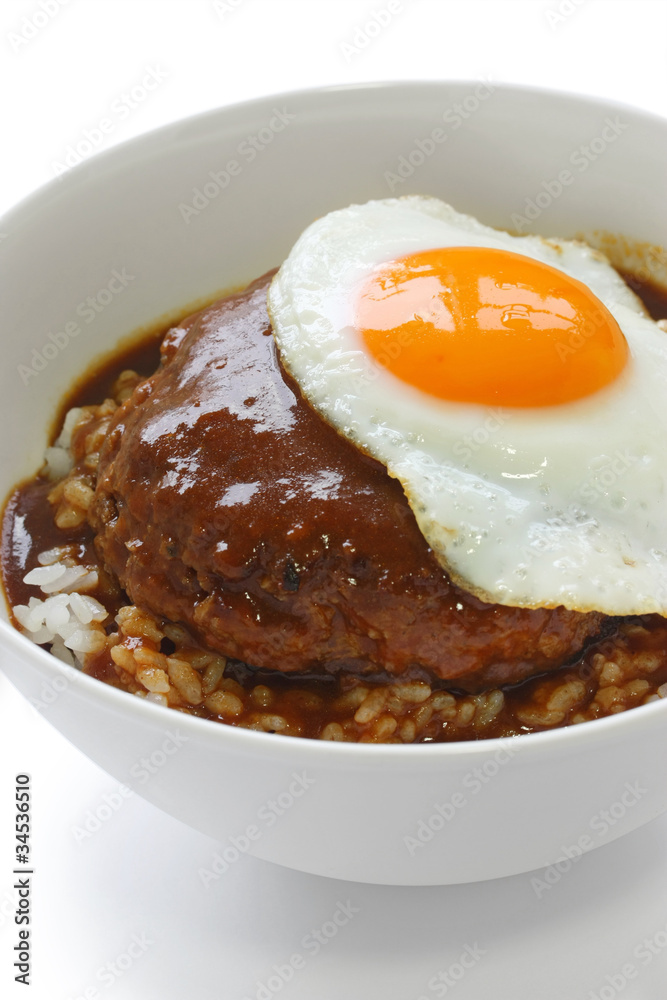 loco moco , hawaiian rice bowl dish loco moco , hawaiian rice bowl dish
