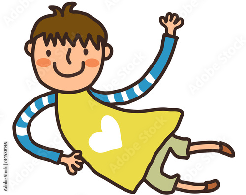 Side view of boy flying