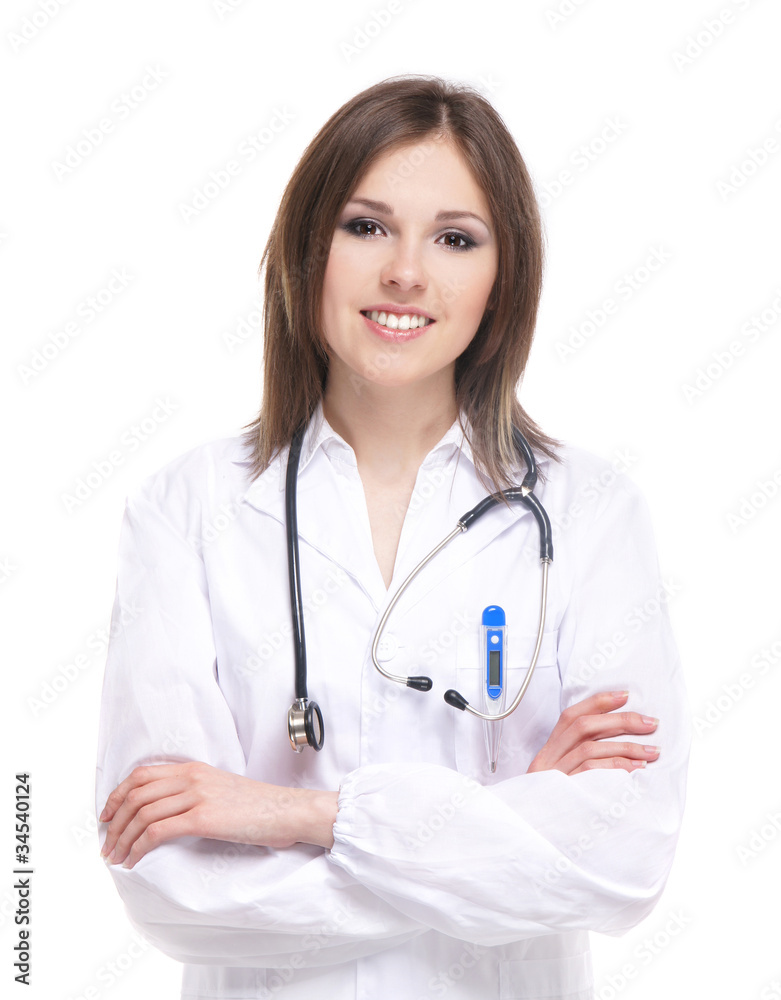 Young attractive doctor isolated over white background Young attractive doctor isolated over white background