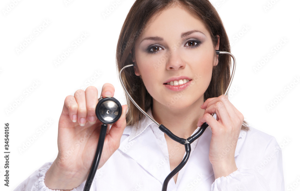 Young attractive doctor isolated over white background Young attractive doctor isolated over white background