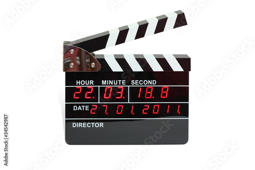 Large electronic clapperboard with timer of time and calendar