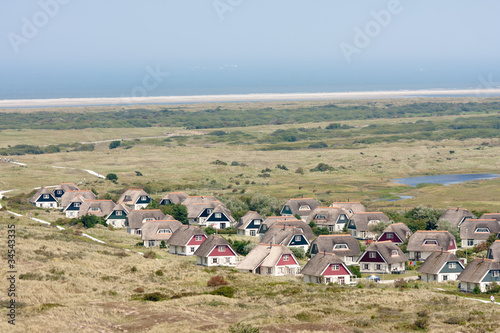 Aerial view of a bungalow park at Ameland, the Netherlands photo