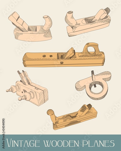 vintage wooden planes - illustration