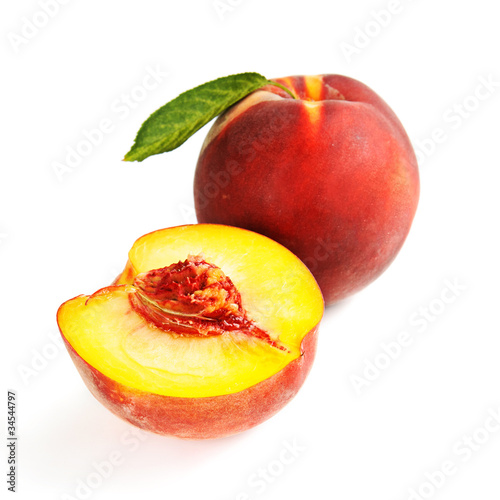 Single fresh ripe peach