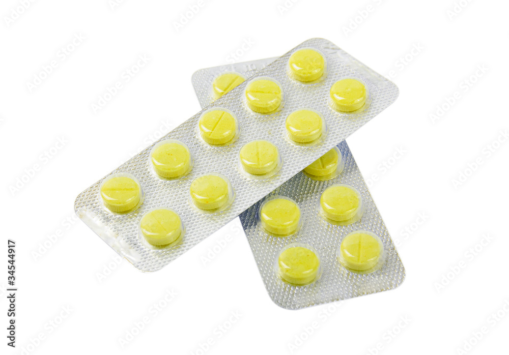 Package with yellow tablets Package with yellow tablets