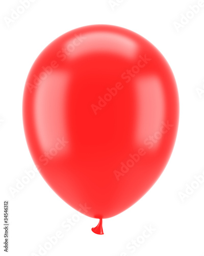 one red party balloon isolated on white background