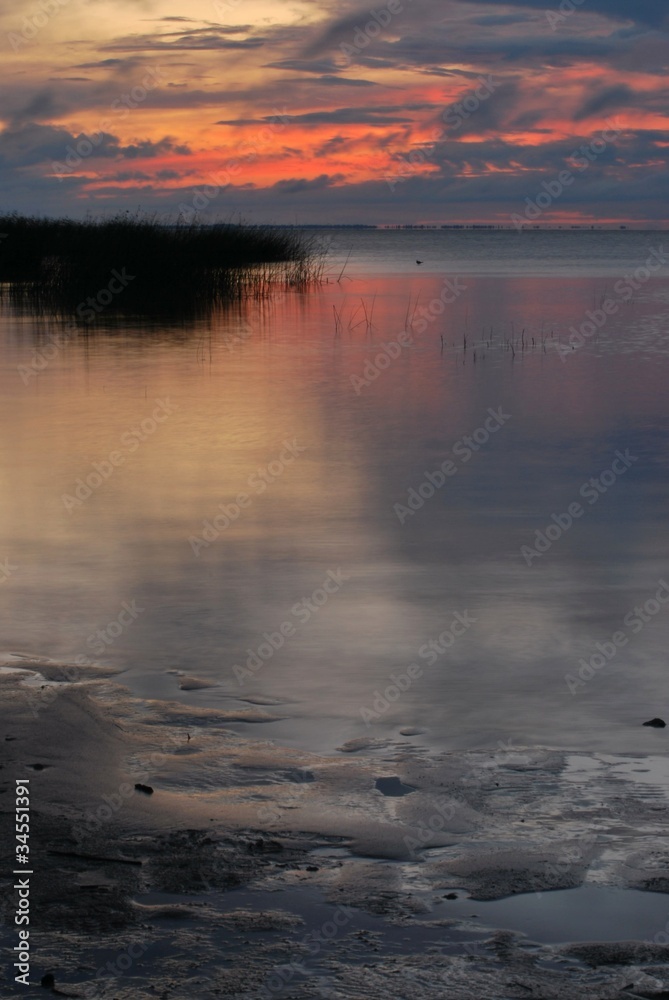 Sunset on a lake in Estonia