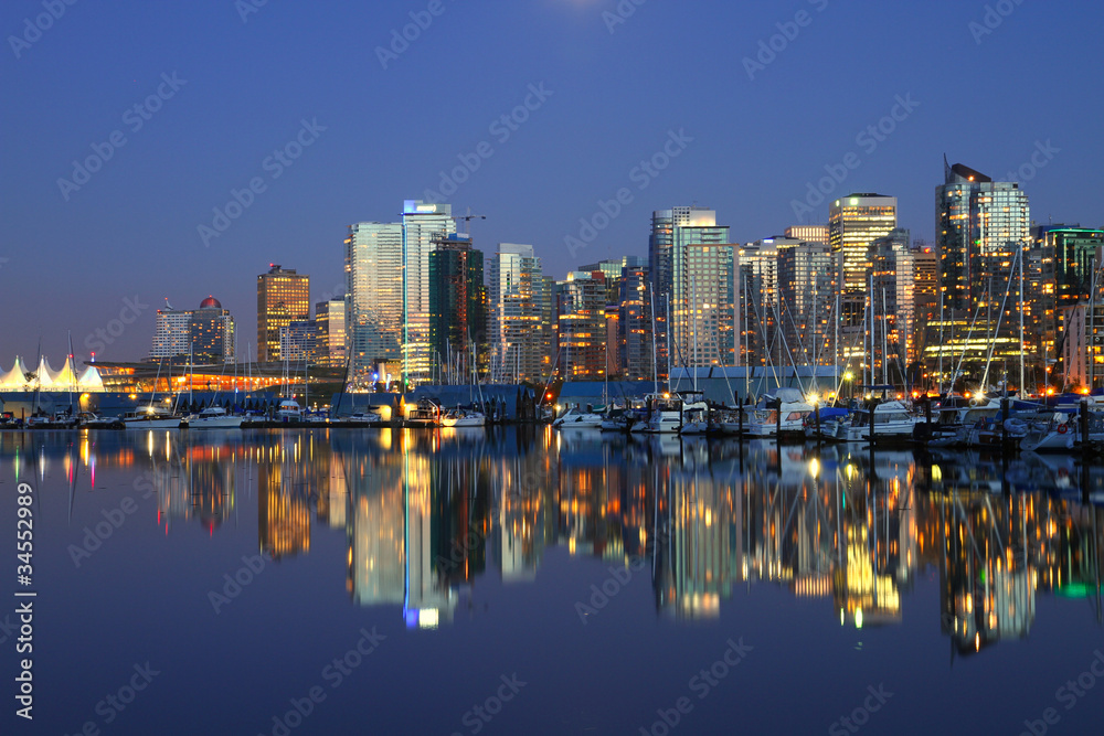 Vancouver Canada downtown cityscape in the night