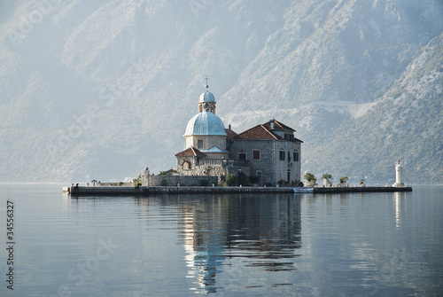 church in perast kotor bay montenegro photo