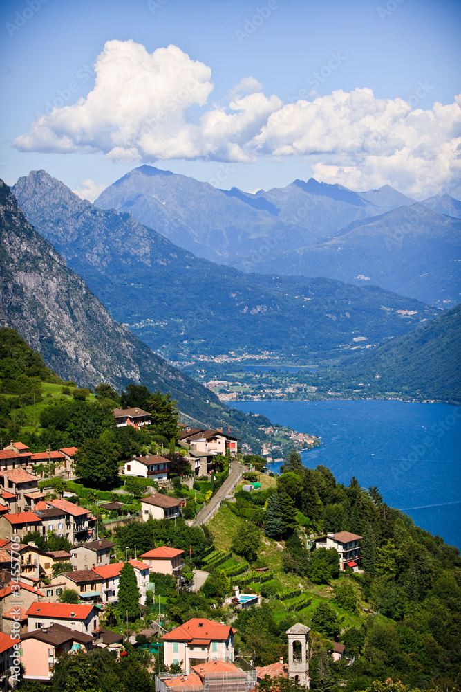 Lugano city with the view of lake Lugano