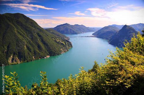 View of Lugano lake in summer, Switzerland © seawhisper