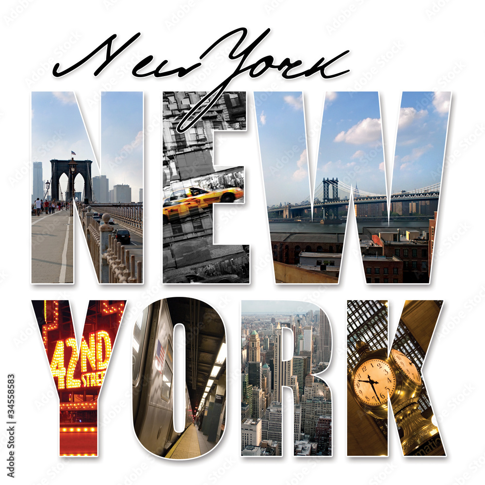 Naklejka premium NYC New York City Graphic Montage