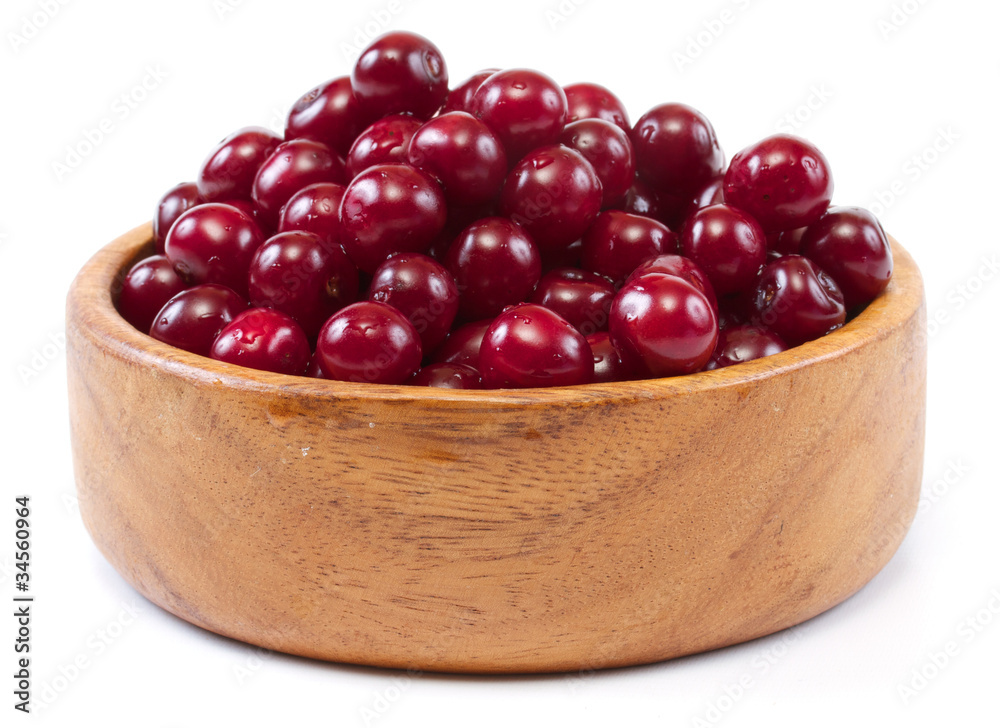 Bowl with ripe cherries. Isolated on a white background. Bowl with ripe cherries. Isolated on a white background.