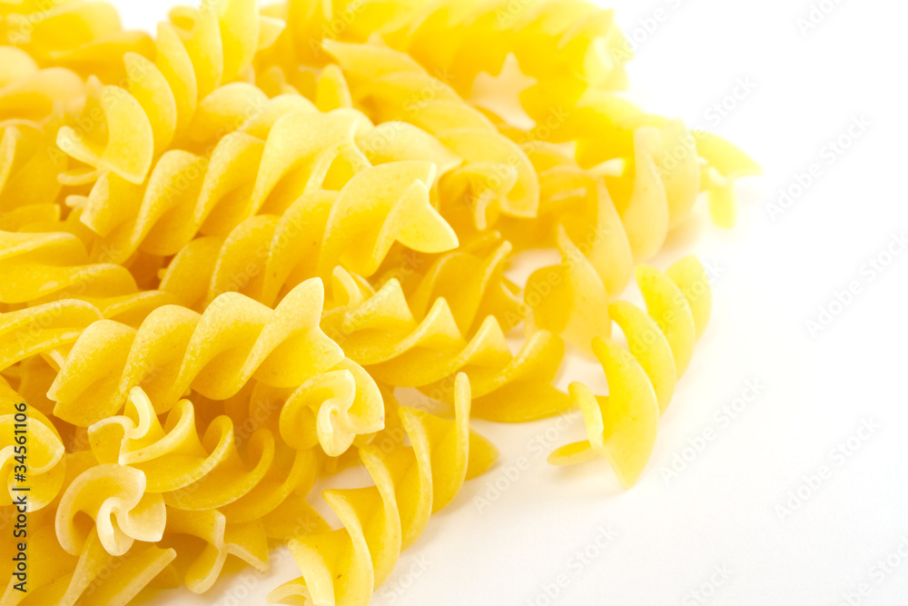 dried italian pasta on white background dried italian pasta on white background