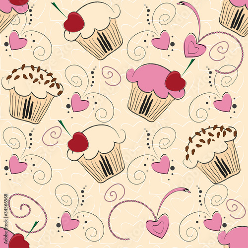 Cupcake seamless pattern