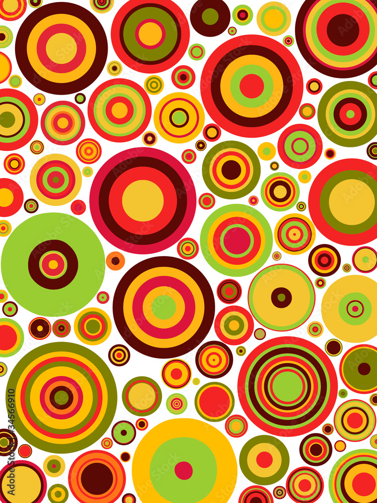 Ilustração com círculos de vários tamanhos e cores Ilustração com círculos de vários tamanhos e cores