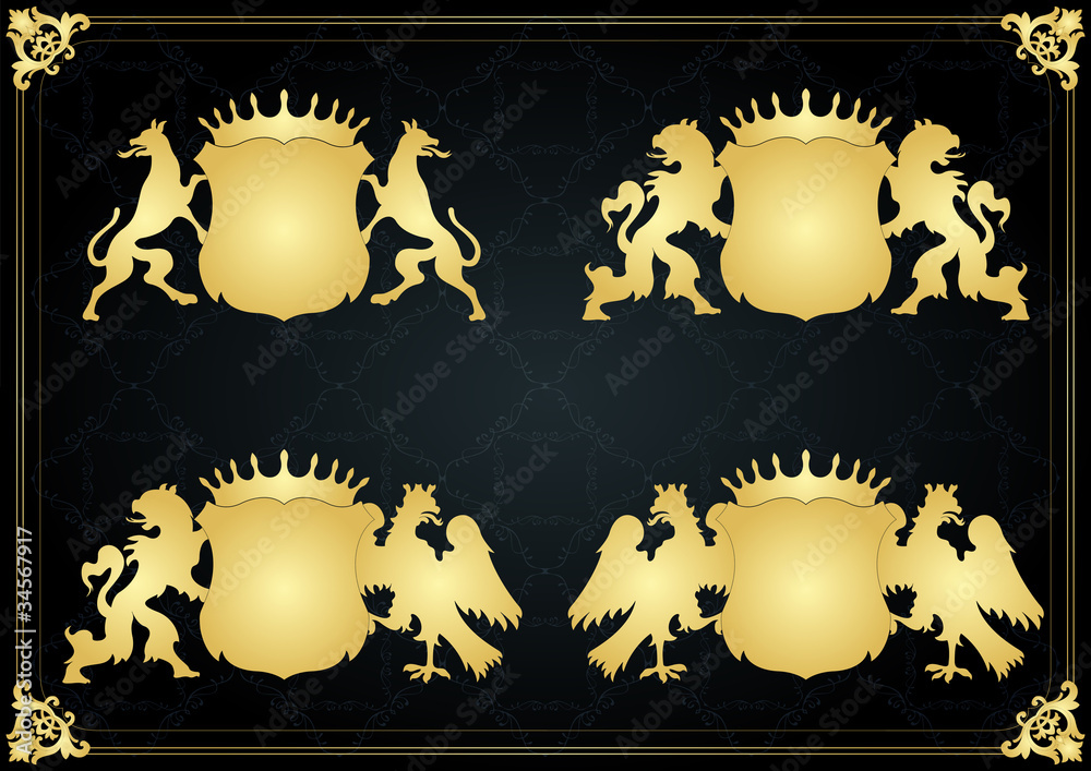 Vintage golden royal coat of arms illustration Stock Vector | Adobe Stock