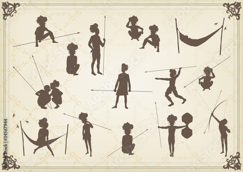 Native african warriors collection illustration
