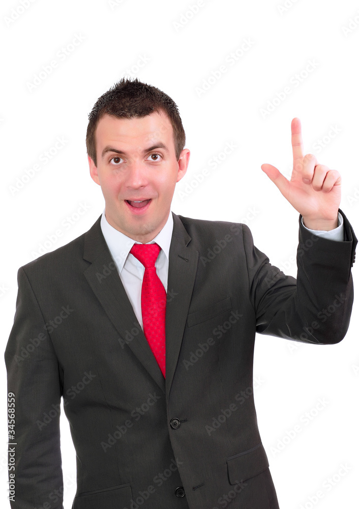 Cheerful businessman show Cheerful businessman show