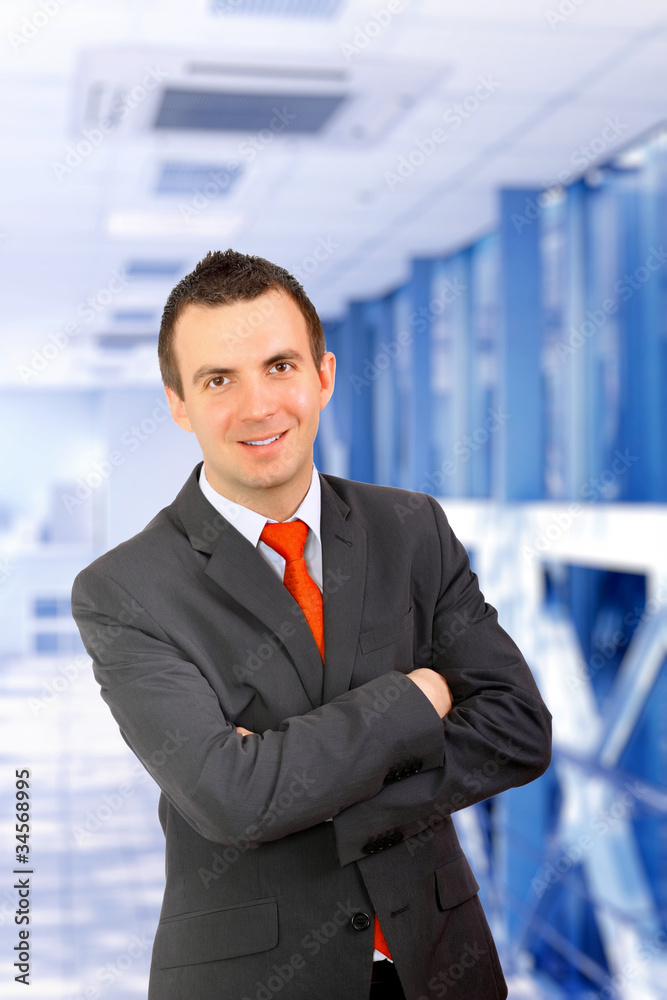 Portrait of cheerful businessman in black suite. Portrait of cheerful businessman in black suite.