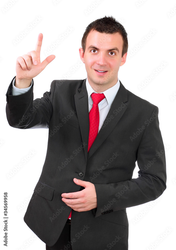 Cheerful businessman show Cheerful businessman show