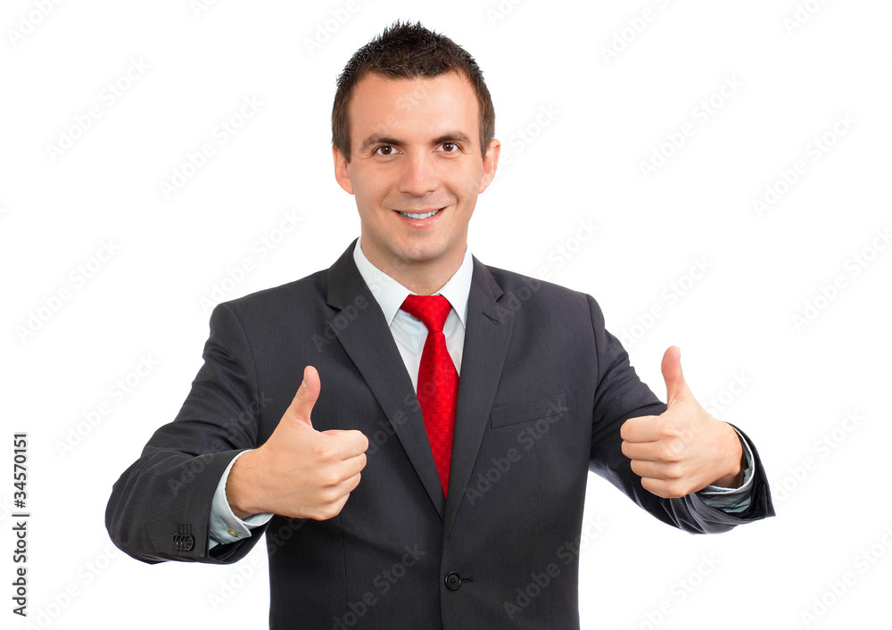 Cheerful businessman gesture show OK! Isolated. Cheerful businessman gesture show OK! Isolated.