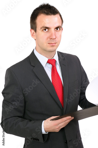 Businessman with organizer and pen. Isolated