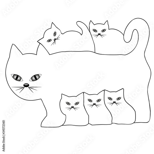 Cat and kittens
