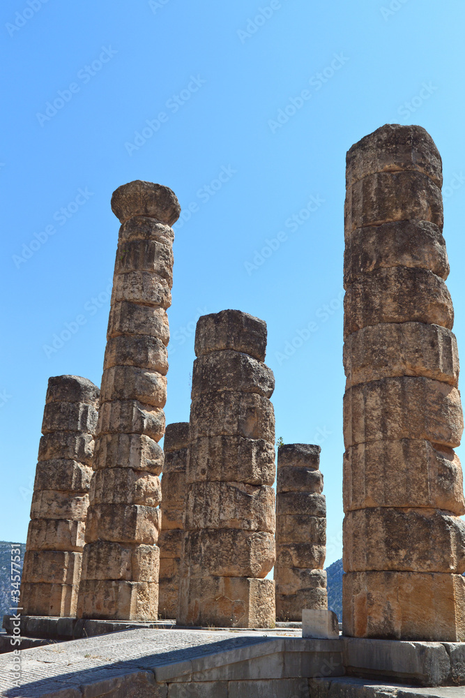 Temple of Apollo at ancient Delphi site in Greece Temple of Apollo at ancient Delphi site in Greece