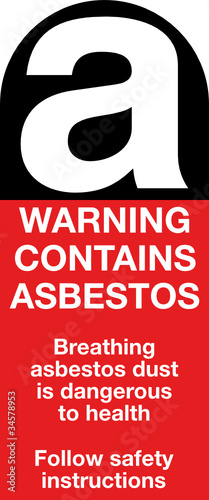 Warning contains asbestos sign label symbol
