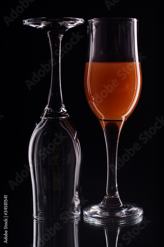Two Glasses over black background