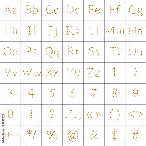 Alphabet from human footprint