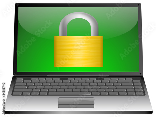 Laptop mit Vorhängeschloß
