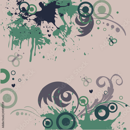 Grunge banner with plants