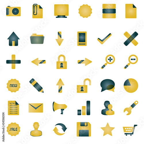Detailed Network and document management icon collection