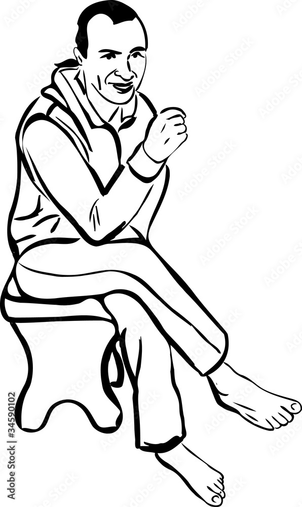sketch barefoot guy sitting on a stool sketch barefoot guy sitting on a stool