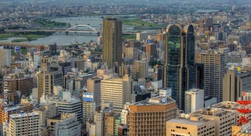 Skyline of Osaka Japan photo